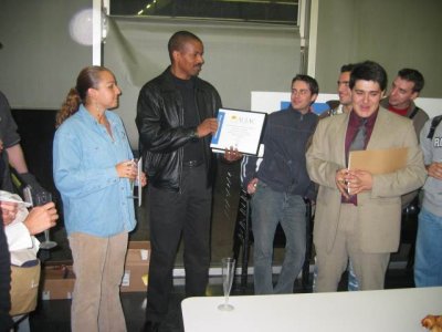 D'esquerra a dreta: Angela Caicedo(Sun Evangelist), Reginald Hutcherson(Cap de Java Technology Evangelist Team), Jordi Pujol (President d'AUJAC)
